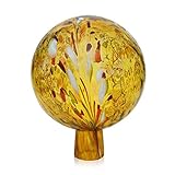 Lauschaer Glas Gartenkugel Rosenkugel aus Glas mit Granulat gold d 15cm mundgeblasen handg