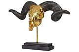 Hansmeier® Deko Skulptur Widder | Gold | Für Außen und Innen | 39 x 28 x 17 cm | Deko Statue Geweih (Widder - Gold)