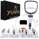 YUMAYA® Premium Schröpfgläser mit Vakuumpumpe und Ventil | 12er Schröpfgläser Set aus Kunststoff zum Schröpfen | Schröpfset mit unterschiedlich großen Cups zum Cupping an Rücken, Arme, B