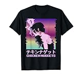 Chicken Nuggets Vaporwave Aesthetic Sad Smoking Anime Girl T-S