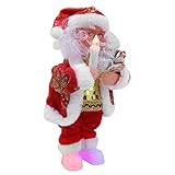 Annjom Musik Weihnachtsmann Puppe, Weihnachtsfigur Figur Dekoration Elektrische Weihnachtsmann Puppe mit Kerze für Geschenkpuppe(Kerze Weihnachtsmann)