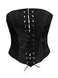 Andracor - Schlichtes Wildleder Mieder - Vollbrust Corsage - Schwarz XS bis XXL - für LARP, Mittelalter, Steampunk, Wiking