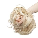 Updo Hair Extensions Ponytail Haarteil Dutt Haargummi mit Haaren Glatt Haarknoten Hochsteckfrisuren Haarverlängerung für Frauen 80g Aschblond bis Bleichb