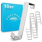 EDELHAND© Türhaken zum Einhängen [10er Set] - Edelstahl Türhaken als Kleiderhaken mit Anti-Rutsch Innenseite für perfekten Halt - Door Hook Tür Haken als ideale Türgarderobe zum Einhäng