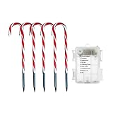 MARSPOWER Weihnachten Candy Cane Lights Flackernde Candy Cane Pathway Marker Wasserdicht Gelistet Weihnachtslicht Dekor Licht - Rot Schw