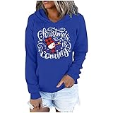 Sunggoko Weihnachten Pullover Damen Weihnachtspullover Kapuzenpullover Teenager Mädchen Weihnachtspulli Sweatshirt Elegant Vintage Rundhals Xmas Schneemann Rentier Reindeer Festival Casual Sw