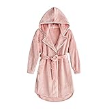 Sonojie Bademantel Damen Nachtwäsche Flanell Fleece Kapuzen Bademäntel Morgenmantel Saunamantel Mikrofaser weich Bademantel mit Kapuze Nachthemd Warmer Plüsch Lebende Robe mit Mü