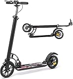 besrey Kickscooter Scooter Tretroller Faltbar Höhenverstellbar City Roller 200mm Big Wheel Scooter für Erwachsene Teenager ab 8 Jahren - Schw