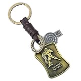 CAOLATOR Schlüsselanhänger Leder Keychain Sternzeichen Schlüsselring Vintage Fahrzeugschlüssel Dekor Auto Handtaschenanhänger Geeignet für Männer und Frauen W