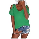 cdukiyh 2022 T-Shirt Damen Sommer Lässig, Damen Sommer T-Shirt, Lose Bluse Tops, Basic Shirt Kurzarm Oberteile Lose Outwear Tanktops Blusen T-S