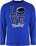 Shirtracer Eishockey Trikot Ersatz - Love Hockey - S - Royalblau - Spruch - BCTU005 - Herren Lang