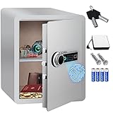KESSER® Elektr. Tresor mit Fingerabdruck | 40x50x40cm | Inkl. Batteriebox | Elektronischer Safe 3x Doppelbolzenverriegelung | Boden Wandtresor | Möbeltresor | beleuchtung | Panzerschrank Z
