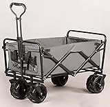 QDY -Zusammenklappbarer Outdoor-Wagenwagen, Robuster Gartenwagen Mit All-Terrain-Rädern Und Tragetasche Zum Einkaufen, Strand, Hof Beach,6 Gray