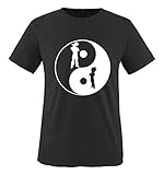 Comedy Shirts - Yin Yang Dragonball - Mädchen T-Shirt - Schwarz/Weiss Gr. 122-128