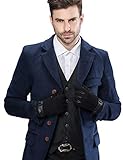 YISEVEN Herren Touchscreen Schaffell Wildleder handschuhe mit Warm Gefüttert Elegant Winter Leder Autofahrer Handschuhe Geschenk, Schwarz Mittel/9.0“