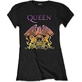 Rockoff Trade Damen Queen Gradient Crest T-Shirt, Schwarz (Black Black), 42 (Herstellergröße: XX-Large)