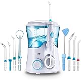 Munddusche Jkevow Oral Irrigator - 600ml Wassertank Dental Familie Wasser Flosser für Zähne mit 10 einstellbaren Druckeinstellung und 7 funktionale Jet-Düsen (Weiß)