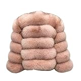 Echter Pelzmantel   Natur Winter Damen Pelzjacke   Warmer Fuchspelzmantel Qualität Pelzweste Fashion Luxuriös - rosa-orange,L