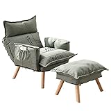 WHOJA Lazy Sofa Rückenlehne 6-Fach verstellbar Lounge-Sessel Speicherdesign Sitz aus Baumwollleinen für Schlafzimmer, Wohnzimmer, Arbeitszimmer Tragfähigkeit 150kg Fensterstuhl(Color:Grün)