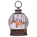 Weihnachten Laterne, Retro Tragbare Laternen Weihnachtsthema Lampen Dekoration LED Licht,Wasserdicht Kunststoff Dekorative LED Laterne für Terrasse Veranda Hof W