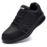 Ziboyue Sicherheitsschuhe Herren Damen wasserdichte Leicht Arbeitsschuhe S3 Atmungsaktiv Sportlich mit Stahlkappe Schuhe (Klassisch schwarz,45 EU)