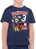 Feuerwehrmann Sam Jungen - Tatü Tata! Ich Bin 3 - rot - 104 (3/4 Jahre) - Dunkelblau Meliert - sam 3 Tshirt - F130K - Kinder Tshirts und T-Shirt für Jung