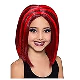 Roter und weinroter Bob-Cosplay-Perücke für Kinder, Kinder, Gril Queen, zweifarbiger Rotwein Streifen in verschiedenen Farben, Perücke für Märchen, Cosplay, Anime, Hallow