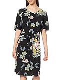 ONLY Carmakoma Women's CARLOLLIEMMA SS V-Neck TUNICDRESS Kleid, Black/AOP:Big Flower, 48