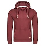 riverso Herren Kapuzenpullover RIVNiklas Pullover Sweatshirt Hoodie Kapuze Kängurutaschen Cross-Over-Kragen Regular Einfarbig Baumwolle Rot XL, Größe:XL, Farbe:Port Red (BJD)