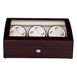 L.HPT Uhrenbeweger für Automatikuhren Leise,Batterie Holz Watch Winder 6 Box Motor Automatic Uhrenbox Uhrenboxen Uhrenaufbewahrung Uhrenkasten Uhrenvitrine Uhrenschatulle R