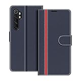 COODIO Handyhülle für Xiaomi Mi Note 10 Lite Handy Hülle, Xiaomi Mi Note 10 Lite Hülle Leder Handytasche für Xiaomi Mi Note 10 Lite Klapphülle Tasche, Dunkel Blau/R