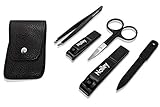 Profi Nagelknipser Set von Nailey für Damen & Herren | Nagelset für Fuß oder Fingernägel | Nagelpflegeset im Leder-Etui | Maniküre und Pediküre Set für Männer & Frauen | Nagelschneider | NEU 2021