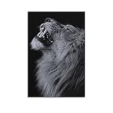 Wandkunst, Dekoration, schwarz-weiß, brüllender Löwe, Leinwand, Poster, Schlafzimmer, Büro, Raumdekoration, Geschenk, Dekoration, Druck, Bild für Wohnzimmer, Schlafzimmer, Dekoration, 30 x 45