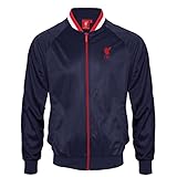 Liverpool FC Herren Retro-Trainingsjacke - Polyester - Dunkelblau mit gestreiftem Kragen - M