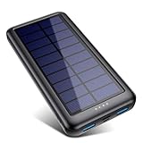 Solar Powerbank 26800mAh【iPosible Neueste S4 Solar Ladegerät】mit USB-C Eingang,Power Bank Externer Akku Akkupack mit 2 Ausgänge Tragbares Ladegerät für Handy Tablet und USB-Geräten, für Camping
