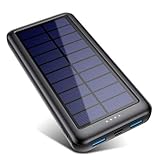 Solar Powerbank 26800mAh【iPosible Neueste S4 Solar Ladegerät】mit USB-C Eingang,Power Bank Externer Akku Akkupack mit 2 Ausgänge Tragbares Ladegerät für Handy Tablet und USB-Geräten, für Camping