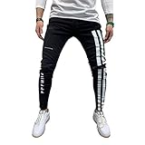 Loalirando Roto-Jeans für Herren, Jeans, zerrissen, schmale Passform, Jeans, Skinny-Jeans, leger, für Herren, Jeans, Herbst, Schwarz , L