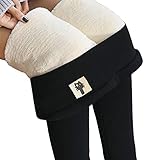 CheChury Damen Fleece Leggings Winter Strumpfhose Thermo Gefüttert Warme Hose Leggings Damen High Waist Strumpfhose Gefüttert Slim Lange Leggings Hüftheben Thermo Unterhose Körperformung