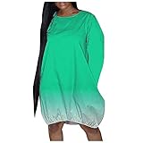 VICIKON Pullover Damen Lang Einfarbig Langarm Oberteil Basic Rundhals Langarmshirts mit Farbverlauf Mädchen Aufdruck Langarmshirt mädchen Sweater Damen Oversized Vintage Christmas Sweater D