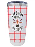 Lustiger Edelstahl-Becher mit Deckel, 590 ml, isolierter Reisebecher, lustiges Geschenk für Frauen, Geburtstag, Mutter, beste Freundin oder Galentinertag (Lagerfeuer)