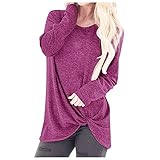 Patchwork Oberteil Damen Lila T-Shirt Gelbe Bluse Damen Langarm Poloshirt Damen Tunika Bluse Vausschnitt Tshirt Damen Tshirt Tops Damen Teenager T Shirt Marineblau Damen Oberteile(Hot Pink, L)