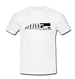 T-Shirt Evolution Dampflok Lok Eisenbahn Zug Lokomotive weiß/schwarz Gr. XL
