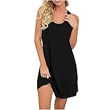 Y56 Damen Rundhals Sommer Einfarbig Nachthemd Ärmelloses Kleid Gemustert chinesisches Qipao ärmelkurz von anliegendes langärmelig soplo modernes einfarbig