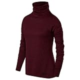 TCA Warm-up Damen Thermo-Laufshirt mit Rollkragen - Langarm - Burgund, S