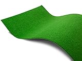 Rasenteppich ohne Noppen Meterware GARDEN B1 - Hell-Grün, 4,00m x 24,00m, Schwer Entflammbarer Indoor Kunstrasen Teppichboden für Innenb