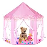 Kinderspielzelt,Prinzessin Castle Spielzelt,Indoor Kinder Spielhaus ,Mädchen Großes Spielhaus,Mädchen Geschenk,Glitzer Castle Kinderzimmer mit Tragetasche(Pink)