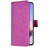 Uposao Kompatibel mit Samsung Galaxy J5 2017 Hülle Handyhülle 3D Elefant Liebe Muster Klapphülle Flip Case Cover Schutzhülle Lederhülle Brieftasche Leder Tasche Kartenfächer Magnet,Rose Pink