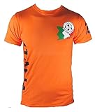 TICILA Herren T-Shirt Italia Italien Italy Forza Squadra Azzurra Azzurri Fussball WM EM Designer Fan Tee Trikot Orange XXL 58/62