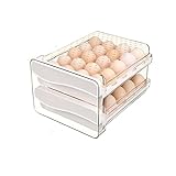 PANCHEN Schubladenkühlschrank Aufbewahrungsbox - Ei Aufbewahrungsbox Kunststoff Transparent 40 Gitterbox Doppelschicht Eierfach (Color : Double Layer)