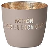 Gift Company - Madras - Windlicht - Teelichtständer - Schön das es Dich gibt - Farbe: Sandstone Gold - Maße: (ØxH) 10 x 8,5